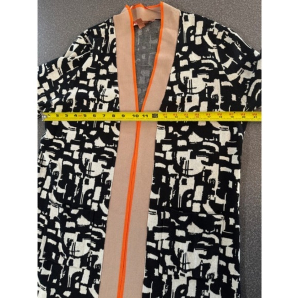 Rino & Pelle Kate Graphic Long Cardigan Duster Sweater Camel Black NWT L - Picture 5 of 7